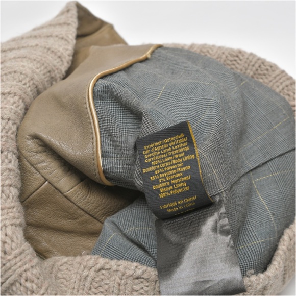 MACKAGE Tan Leather and Wool Ribbing Jacket Size M - Picture 5 of 13